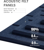 Fluxynara Felt Bulletin Board Tiles -28"x18" with 40 Adhesive Tabs, Cork Board Alternative for Office Decor, Push Pin Board Wall Organizer 6-Pack (Carbon Blue)