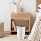 Monarch Abode Metal Bathroom Trash Can – Waste Basket for Bedroom, Office Desk, & Dorm, Handcrafted Ridge Embossed, Durable Decorative White Small Trash Can Bathroom Garbage Bin Wastebasket