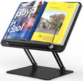 BESIGN BS01 Book Stand for Reading, Adjustable Book Holder, Ergonomic Laptop Stand with Elastic Page Clips for Music Scores, Recipe, Tablet, Laptop (Black)