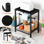 smusei Label Holder for Rolls and Fan-Fold Labels, Wooden Thermal Printer Sticker Stand Shipping Label Holder with Basket, Black Label Roll Holder Dispenser for Home, Office, Small Business