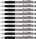 SyPen Personalized Pens With your Custom Logo or Text-600 Pack Bulk-for Businesses, Parties, and Events, 2 in 1 Ballpoint Pen & Stylus Compatible with Touchscreen Devices, Grey Barrel, Black Ink