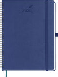 BEZEND 2026 Planner Weekly and Monthly (8.5" x 11" Spiral) Daily Calendar with Hourly Timeslots & Tab (Jan-Dec) Note & Expenses, Pen Holder, Inner Pocket, Vegan Leather Softcover - Blueberry