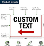 Custom Arrow,Custom Directional Sign, Left Arrow,10x14 Inches, Rust Free .040 Aluminum, Fade Resistant, Made in USA by My Sign Center