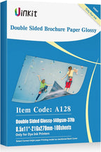 Uinkit 100 sheets Photo Paper Glossy Double Sided 8.5x11 Inkjet 37lb 140gsm Dye ink Thin Photo Picture Flyer Calendar Magazine CD Cover letter