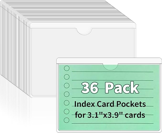 NIUBIER Storage Bin Labels, 36 Pack 3x3.5 Inches Index Card Holder, Clear Adhesive Pockets, Removable Tote Labels Stickers for Packing Moving Box & Containers, Easy Peel Off