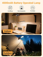 ReinHoo Clip on Light,9 Brightness+5 Color Rechargeable Desk Lamp,4000mAh Battery Operated Lights,450 Lumen 48 LED Desk Lamp with Clamp Light,Cordless Reading Lamps for Bed/Headboard/Bedside Table