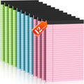 Nichela Legal Pads 5x8 12 Pack Note Pads College Ruled Notepad Pink/Green/Blue Perforated Small Legal Pads 80GSM Notepads 30 Sheets Writing Pads Line Paper Pad for School, College, Office, Business
