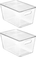 Vtopmart 2 Pack Clear Stackable Storage Bins with Lids, Large Plastic Containers with Handle for Pantry Organizer and Storage,Perfect for Bathroom,Cabinet,Kitchen,Fridge,Closet Organization