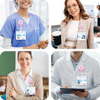 Barely Cried Today Funny Nurse Badge Reel, Cute Pink Ribbon Retractable ID Card Pediatric Badge Holder, Name Tag Medical Work Badge Clip for RN ER PM Critical Care Nurse Psychotherapist Mental Health