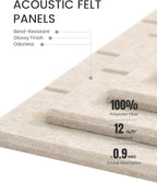 Fluxynara Felt Bulletin Board Tiles Large 48" x 36" Cork Board Alternative-12 Pack with 70 Adhesive Tabs, Thick Slat Wall Panels for Office Decor, Push Pin Board Wall Organizer Alternative -Oatmeal