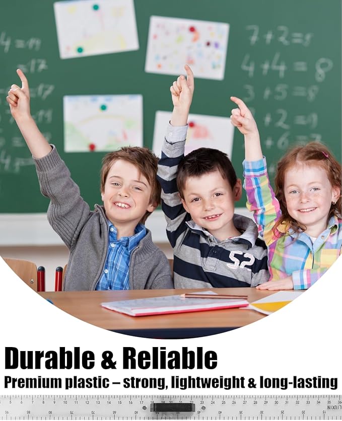 39in Clear Plastic Meter Stick with Handle, Detachable Sectional Teacher Ruler, Transparent Classroom Measuring Stick for Math Science Whiteboard Chalkboard