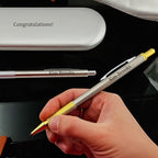 Custom Engraved Mechanical Pencil – Personalized 2.0mm Refillable Drafting Tools – Gift for Architects, Engineers, Students, Designers, Graduation (Chrome w/ Gold Trim Pencil Engraved)