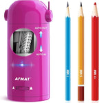 AFMAT Electric Pencil Sharpener, Fully Automatic Pencil Sharpener for Classroom, 7-11.5mm Colored/Jumbo Pencils, Auto in & Out, Rechargeable Hands-Free Sharpener for Home Office PSX5, Pink