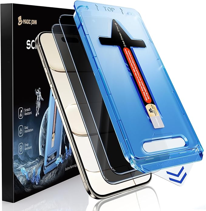 MAGIC JOHN 2 Pack for iPhone Air 6.5 inch Privacy Glass Screen Protector, Auto Dust-Elimination, Bubble Free, Easy Installation