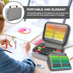 Number-one Large Capacity Pencil Case, 72 Slots Colored Pencil Pouch Bag Portable Pencil Holder Stationery Organizer with Compartments for Office and Travel, Grey