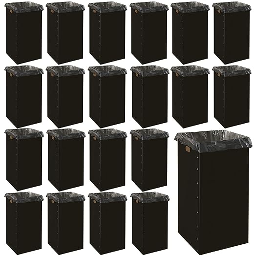 Nosiny 20 Pcs 13 Gallon Disposable and Reusable Corrugated Cardboard Trash Cans for Events, Recycling Bins Bulk with Trash Bags, Cardboard Garbage Boxes for Parties, 12 x 12 x 20 (Black)
