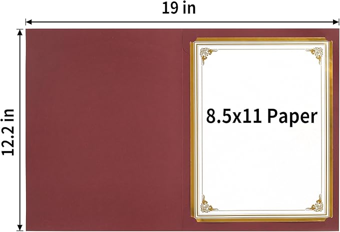 SUNEE Certificate Holders(Burgundy, 30 Packs, New Pattern), Diploma Covers Gold Foil Border, for Letter Size 8.5x11 Certificates, Cardstock, Document Papers