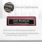 Business Wood Name Plate for Desk | Custom Desk Name Plate Personalized Gift for Office, The Perfect Engraved Name Plaque by Engraving International (2" x 8", Rosewood Piano Finish)