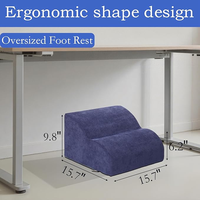 OpyTikar Foot Rest for Under Desk at Work.Multifunctional 3-Tier Foot Stool,with Washable Footrest.for Under Desk,Office Chair Gaming Chair & Sofa,Leg Elevation Pillow,Supports Posture (Dark Blue)