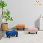 BRIAN & DANY Small Foot Stool, Velvet Foot Stools with Legs, Stable Small Footstool for Living Room, Orange