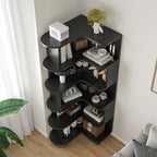 Farini 5-Tier Corner Bookshelf,L-Shaped Bookcase Freestanding Storage Shelf & Display Stand for Living Room, Office, Bedroom,Black