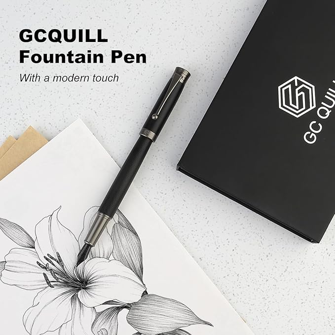 GC QUILL Fountain Pen Set - Fine & Medium Nibs, Includes 18 Ink Cartridges, Ink Refill Converter & Syringe Filler, Gift for Writing, Journaling & Calligraphy MU-13
