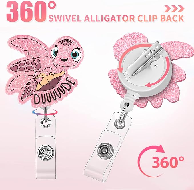 Aoryalps DUUUUUDE Retractable Badge Reel Holder Retractable with ID Clip for Nurse Nursing Name Tag Card Nursing Student Teacher Doctor Medical Assistant Work Office Clip-Gifts for Nurse
