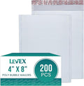 Levex - #000 4" x 8" [200 Pack] Poly Bubble Mailers, Padded Envelope Mailers, Packing Envelope & Mailing Bags for Shipping