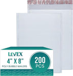 Levex - #000 4" x 8" [200 Pack] Poly Bubble Mailers, Padded Envelope Mailers, Packing Envelope & Mailing Bags for Shipping