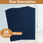 Silunkia 28 Sheets Navy Blue Cardstock 8.5 x 11 Scrapbooking Paper, 92lb Heavyweight Card Stock Printer Paper for DIY Making Cards, Greeting Cards, Wedding Invitations, Birthday, Menus