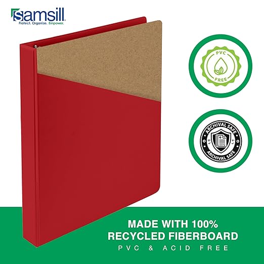 Samsill 2 Inch 3 Ring Binders, Made in USA, Economy Round Ring, Clear View Cover, 425 Sheet Capacity - for School, Home, Office - Red, 4 Pack