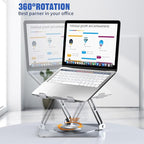 JOYEKY Laptop Stand for Desk, Adjustable Computer Stand with 360° Rotating Base, Ergonomic Laptop Riser for Collaborative Work, Foldable & Portable Laptop Stand, fits for All 10-16" Laptops