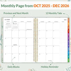 SUNEE 2026 Planner, Weekly and Monthly Calendar Planner, January 2026-December 2026, Daily Agenda with Tabs, Note Pages, Spiral Binding, 8.5"x11", Wildflowers