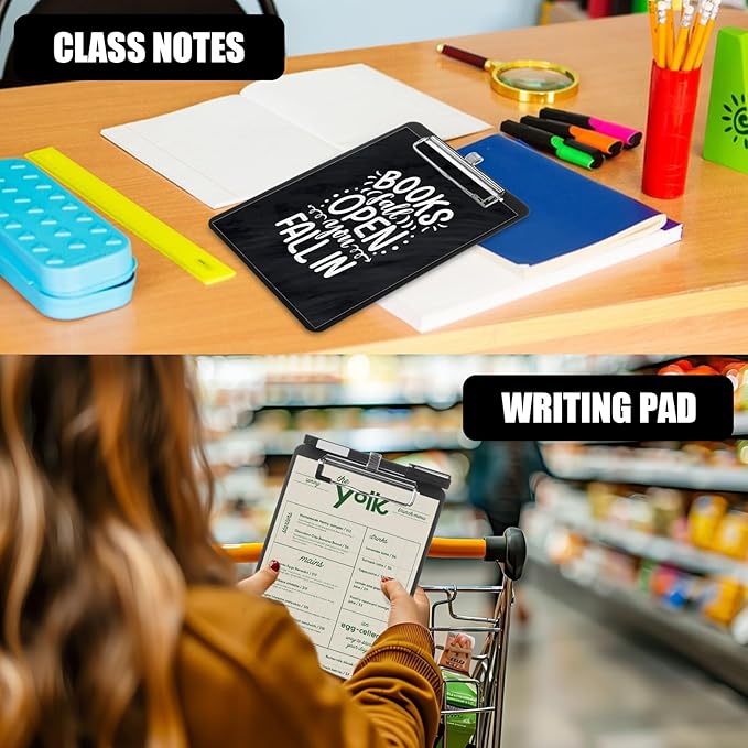 WOPPLXY 20 Pack Mini Clipboards, 6 x 9 Inch Small Clipboards Pocket Clipboard, Plastic Memo Clipboard with Profile Clip, Small Plastic Clip Board for Notepads Receipts Tickets(Black)