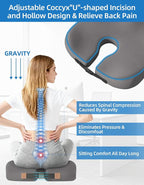 Extra-Dense Seat Cushion for tailbone pain relief ，Ergonomic seat cushions for office chairs，sciatica pain relief pillow , pressure relief Seat Cushion, office chair cushion，car seat cushion-Grey
