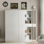 TaskStorz Metal Storage with 1 Drawer, 71" Cabinet with 4 Locking Doors and 2 Adjustable Shelves, Steel Storage File Cabinet for Pantry, Kitchen, Office, Garage (White)