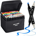 WELLOKB Alcohol Markers Set, 120 colors Alcohol Based Dual Tip, Broad and Fine Tip for Adult Coloring Books, Drawing, Sketching
