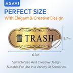 ASAVI Trash & Recycle Stickers – 2-Pack Self-Adhesive Vinyl Labels, Waterproof & Durable (Brushed Gold Black, Medium 6.3 x 2.7 inches)