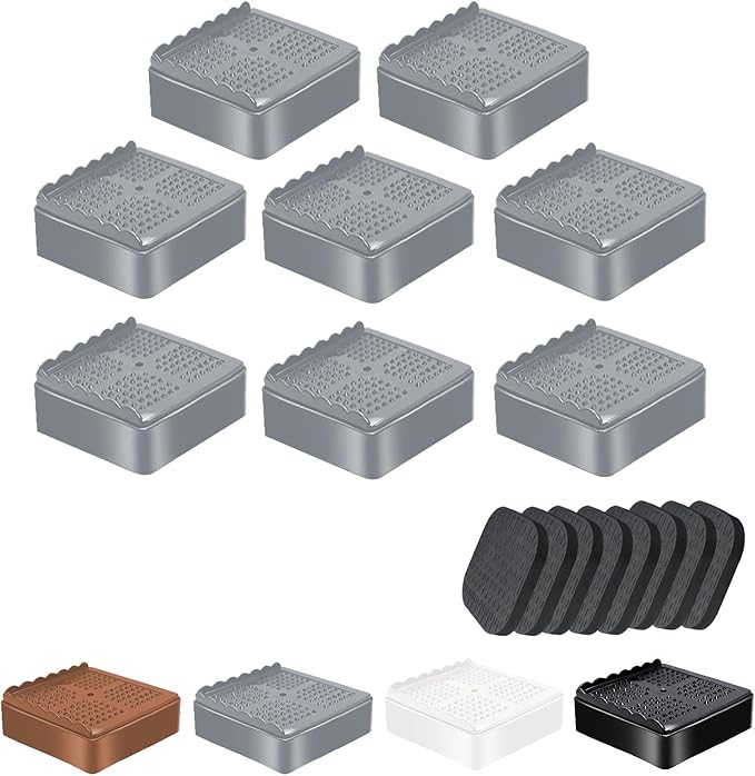 shouwuhho Furniture Risers, 8 Pack Bed Risers with Non-Slip Grip and Heavy Duty Support, 1 Inch 2 Inch 3 Inch 4 Inch Height Lift for Couch, Sofa, Table, Desk, Chair, Refrigerator - Gray, 1 Inch