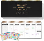 MOSA BEAR Undated Weekly Planner, 60-Week Horizontal Layout Desk Planner Daily To-Do List Pad for Office, Home & School Professionals & Students, Black (5.4" x 12")