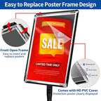 VAIIGO Adjustable Sign Holder Stand - 2Pack 11x17 Inch Pedestal Poster Sign Stand, Heavy Duty Floor Standing Sign Stand Aluminum Snap Open Frame for Church Business Store Sign Holder Stands (Black)