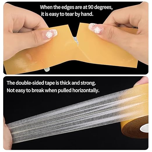 KAIYUER 3 Pack Double Sided Tape Heavy Duty,High Stickness Clear Tape for Making DIY Crafts, Paste Photo, Rug Fixed, Floor,Wall Decor,Office Decor,No Glue Residue,0.39in x 66FT,