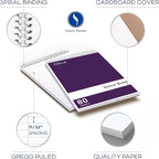 Alitte Steno Pads Spiral 6x9-12 Pack Assorted Bright Colors - Perfect for Work, School, and Home Use, Easy Tear-Off Pages, Gregg ruled, White Paper - No Ink Bleeds - 80 Sheets