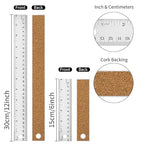 Metal Ruler with Cork Backing, Stainless Steel Rulers 6 Inch 12 Inch Metal Ruler Imperial and Metric Ruler Non-Slip Prevent Ink Leakage for School Office Engineering Tools (6+12 Inch)