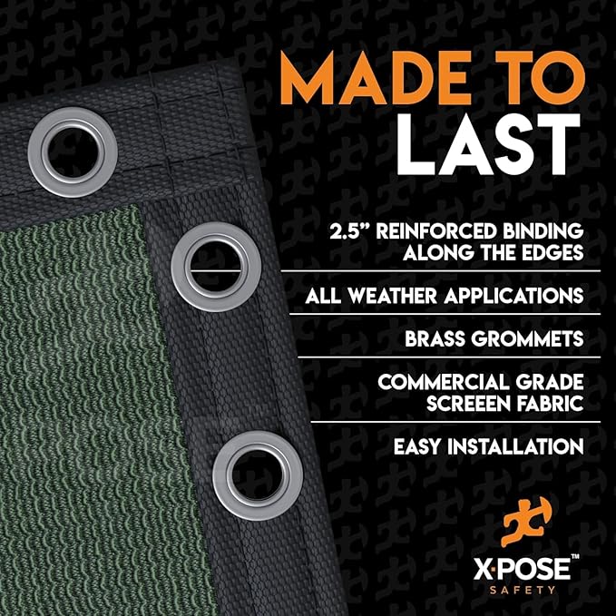 Xpose Safety Privacy Fence Screen 5’ x 50’ (2 Pack) – Heavy Duty Green Mesh with 90% Visibility Block, UV Protection – for Garden, Yard, Nursery, Kennel, Dog Run, Greenhouse