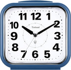 Tinload 5.5" Large No Ticking Analog Alarm Clock,Silent Readable for Seniors,Easy to Set,Gradual Rise Alarm,Big Numbers,Gentle Wake,Snooze, Lighted on Demand,Battery Operated,Blue