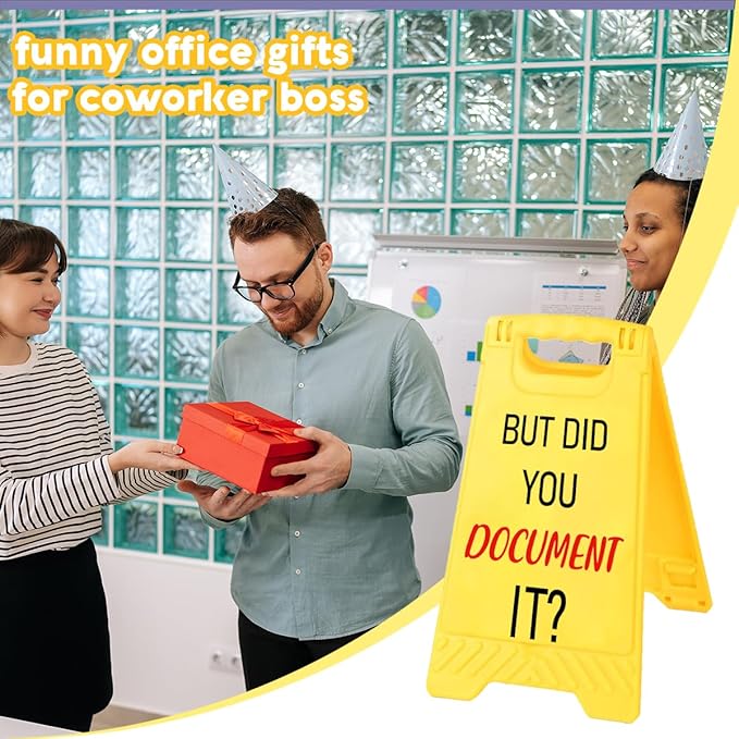 Funny Office Desk Accessories,Office Cubicle Decor,Desk Decor，Phone Holder Mirror Acrylic Table Signs，Joke Warning Team Mini Gifts for Coworker Boss Legal Advisor Designer Leader（You Document It)