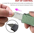 Caressolove Folding Utility Knife For Men, Double Action Auto Retractable Knife, EDC Self Retracting Box Cutter With Belt Clip, Assisted Opening Automatic Knife Push Button With 10pcs Extra Blades