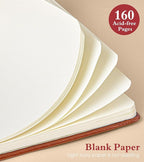 PAIBAS Blank Journal Notebook for Women Men,160 Pages,A5 Hardcover Sketchbook for Drawing, Sketch book, Unlined Notebooks for School,Work, Note Taking,Travel Journals for Writing 5.8"x8.5" (Brown)