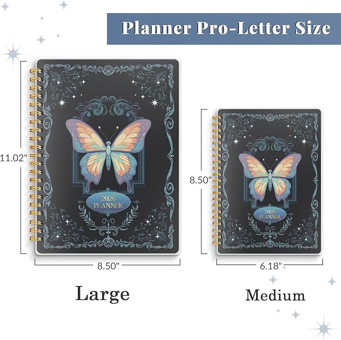 2026 Planner 8.5 x 11, Large Weekly Monthly Planners with Tabs, A4 Spiral Bound Daily Calendar 2026 Planner, 12 Month Agenda from Jan. to Dec., Flexible Cover Appointment Book(Color Butterfly)